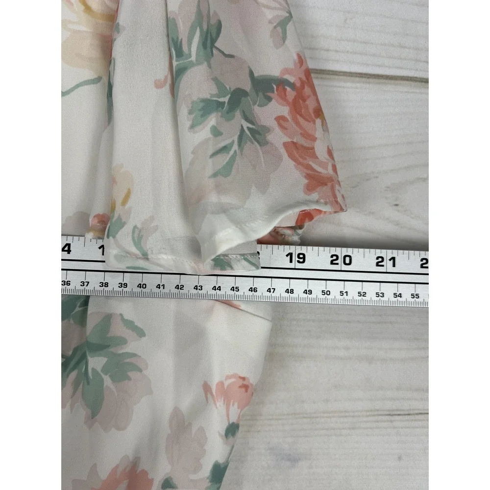 Abercrombie & Fitch Dress Womens Large Floral Wrap Maxi Flutter Chiffon NWT - Picture 5 of 8